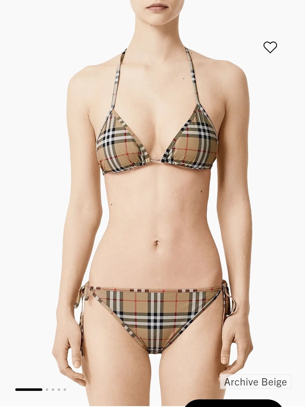 Burberry Archive Beige Check Triangle Bikini TOP